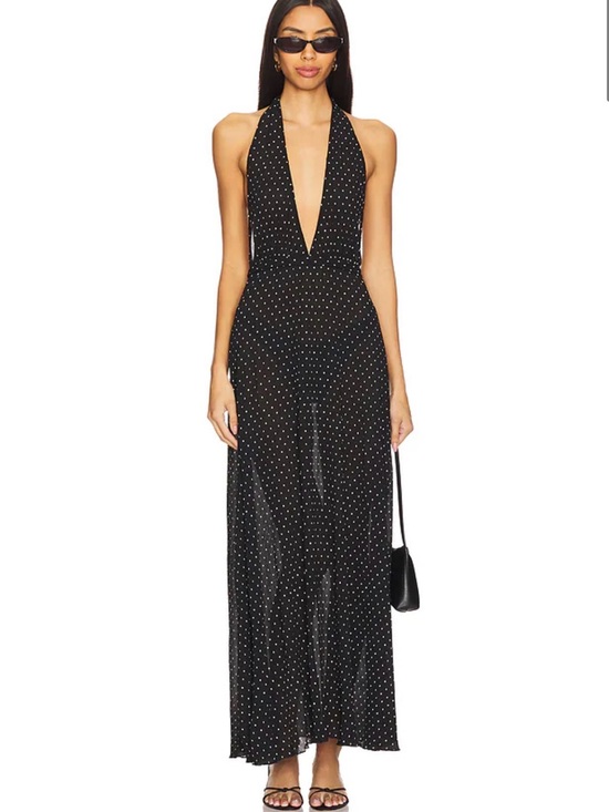 Lioness Dresses & Skirts - Lioness Black Polka Dot Halter Backless Maxi Dress S District Maxi Dress